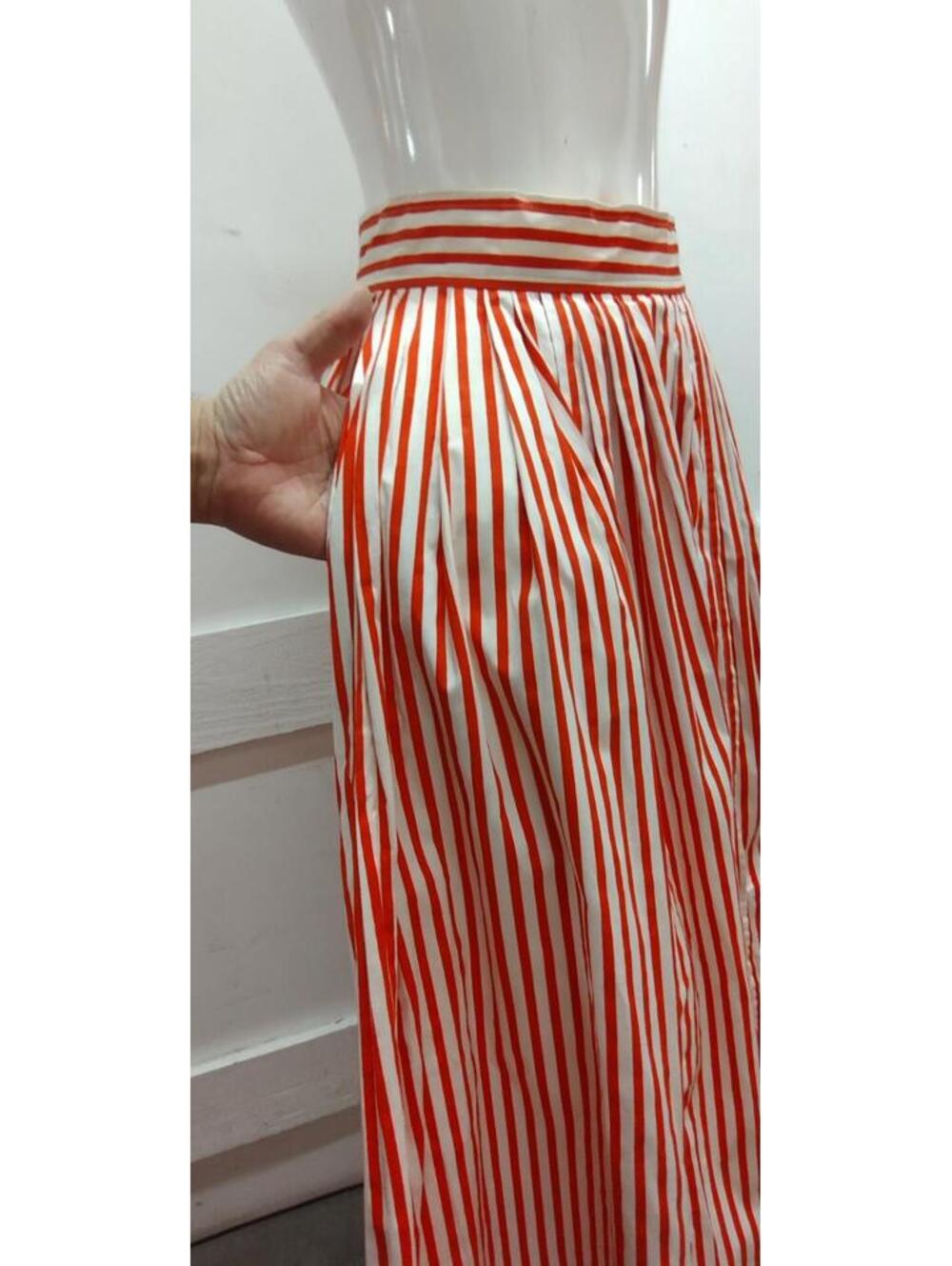 Vintage 80s does 1910s Edwardian Era Red Stripes Skirt S Cotton Hasting & Smith - Picture 10 of 17